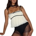 thumbnail image 3 of Women'S Peplum Going Out Tops Tie Shoulder Sleeveless Summer Top Cream White L, 3 of 7