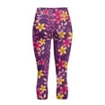 thumbnail image 5 of SCRAWLGOD Plumeria Flower Violet Capri Leggings for Women - Breathable Tummy Control Yoga Leggings with Pockets Lightweight High Waisted Yoga Pants Workout Cycling Tights, L, 5 of 7