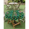 thumbnail image 4 of Outdoor Tablecloth with Umbrella Hole for Patio/Picnic/Party/Camping, Vintage Green Check Waterproof Table Cloth Round Cover Washable, Geometric Tartan Plaid Ethnic (Dia 54"), 4 of 8