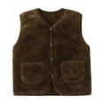 thumbnail image 3 of DxhmoneyHX Kids Boys Girls Polar Fleece Vest Jacket Full Button Warm Sleeveless Lightweight Outerwear Fall Winter Warm Waistcoat Sherpa Gilet with Pockets 1-6 Years, 3 of 4