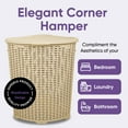 thumbnail image 4 of Superio 50L Wicker Plastic Corner Laundry Hamper with Lid - Beige (2 Pack), 4 of 8