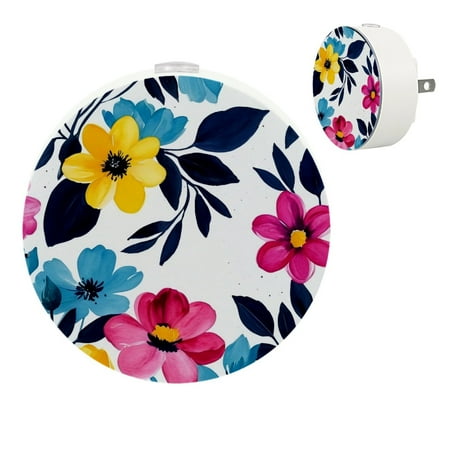 

YZUOUZY Night Lights Plug into Wall Bedroom Lamp Small Lamps Set of 2 Pink Yellow Flowers Plants
