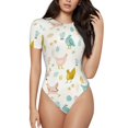 thumbnail image 1 of Balery Chicken Body de cuello redondo de manga corta para mujer Tops de manga corta Tops básicos-Large, 1 of 7