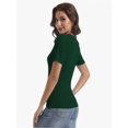 thumbnail image 2 of Women's Short Sleeve V-Neck Ribbed Knit T-Shirt - Fitted Basic Top, 2 of 6