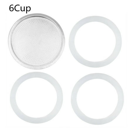 

GLFSIL 3 Silicone Seals And 1 Aluminum Filter For Espresso Pot Moka Pot Accessories