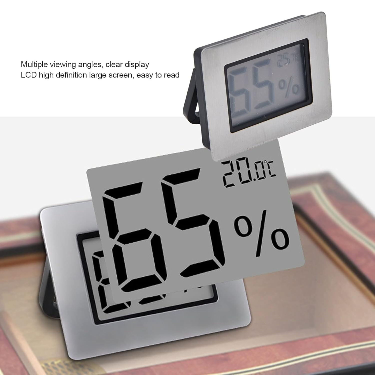 ABCISI 2Pcs Mini Hygrometer Thermometer, Embedded LCD Electronic Thermometer Hygrometer, Digital Indoor Humidity Gauge Monitor for Cigar Box Guitar Case Wine Cabinet Greenhouse Cellar