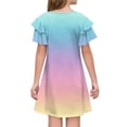 thumbnail image 4 of Girls Summer Dress Tween Dresses Gradient Short Sleeve Dress Soft Comfortable Perfect for Casual Wear and Special Occasions ,Sie:120, 4 of 5