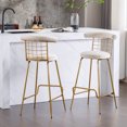 thumbnail image 3 of Shunda K Bar Stool Set of 2, Luxury Velvet High Bar Stool with Metal Legs and Soft Back, Pub Stool Chairs Armless Modern Kitchen High Dining Chairs with Metal Legs, 3 of 11