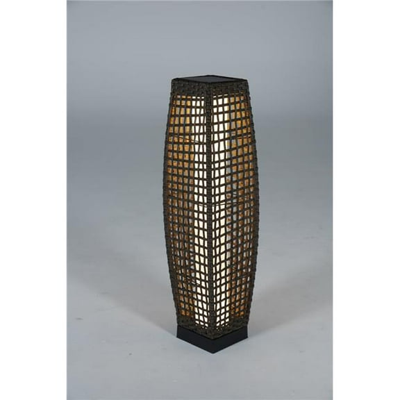 InQrands FSS-BR-L Solar Outdoor Floor Lamp, Lantern Wicker Deck Lights for Garden Decor, Dark Brown, 1 Piece
