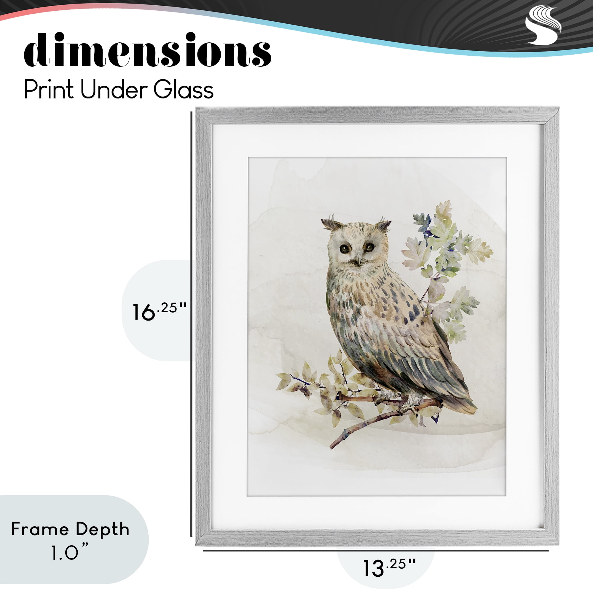 Stupell Industries Forest Owl with Foliage Gray Framed Print Under Glass, design by CAD Designs