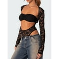 thumbnail image 5 of KelaJuan Women’s Lace Bodysuit Long Sleeve Solid Color Cutout Leotard Tops High Cut Playsuit, 5 of 6