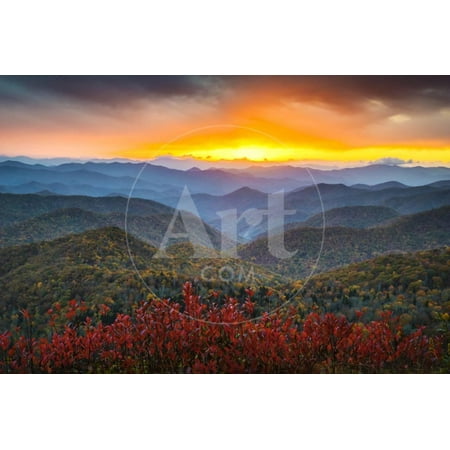 Blue Ridge Parkway Autumn Mountains Sunset Western Nc Scenic Landscape Color Photography Print Wall Art By