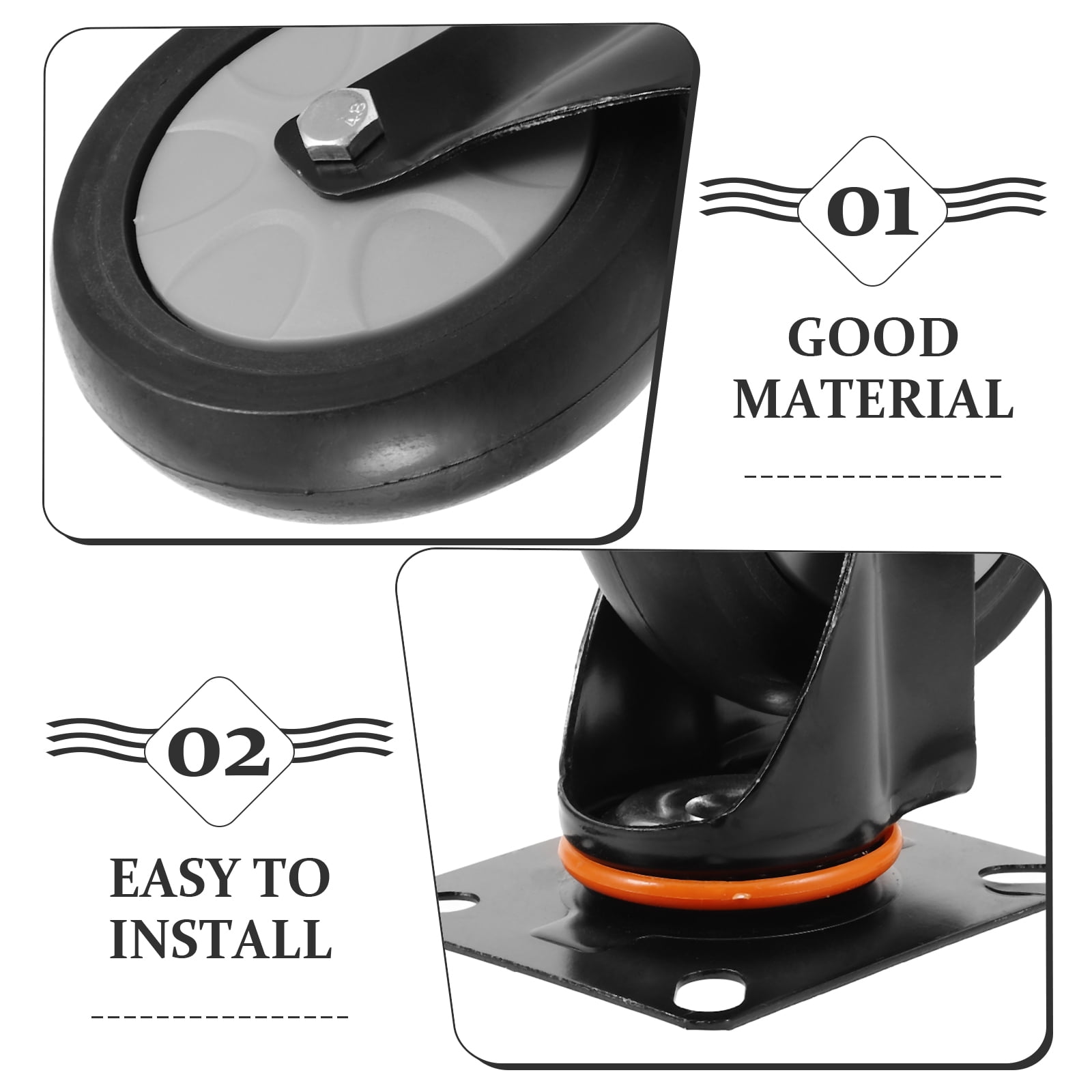 WHAMVOX Silent Universal Wheel Heavy Duty Caster Wheel Rubber Wheel Industrial Use