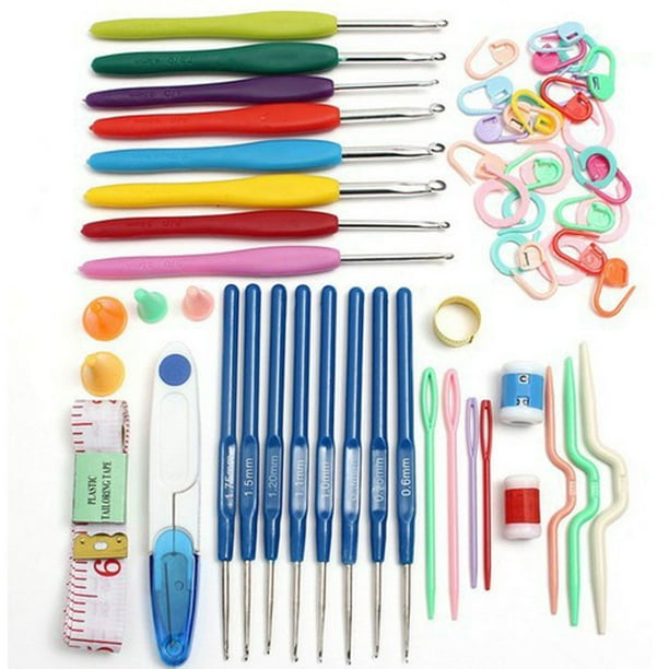 Worallymy juego de herramientas de ganchillo gancho de tejer de Metal aguja de Color Kit de herramientas para tejer hilo suministros artesanales DIY Worallymy JD720445467