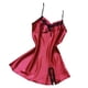 thumbnail image 4 of Camisón de encaje con cuello en V y espalda descubierta, camisón sedoso, ropa de dormir para mujer, rojo vino, M Vogacara AP001175-02B, 4 of 7