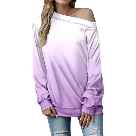 

HSMQHJWE Black Tshirts Shirts For Women Pack Of Turtle Neck Top For Women Women Casual Shirt Gradient Print Blouse Crew Neck O Neck Long Sleeve T Shirt Top Spandex Scrub Tee