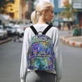 thumbnail image 7 of JIALIOU Mini Backpack Purse for Women Quilted Casual Daypack Small Travel Shoulder Bag, Irises Flower in Vase, 7 of 7