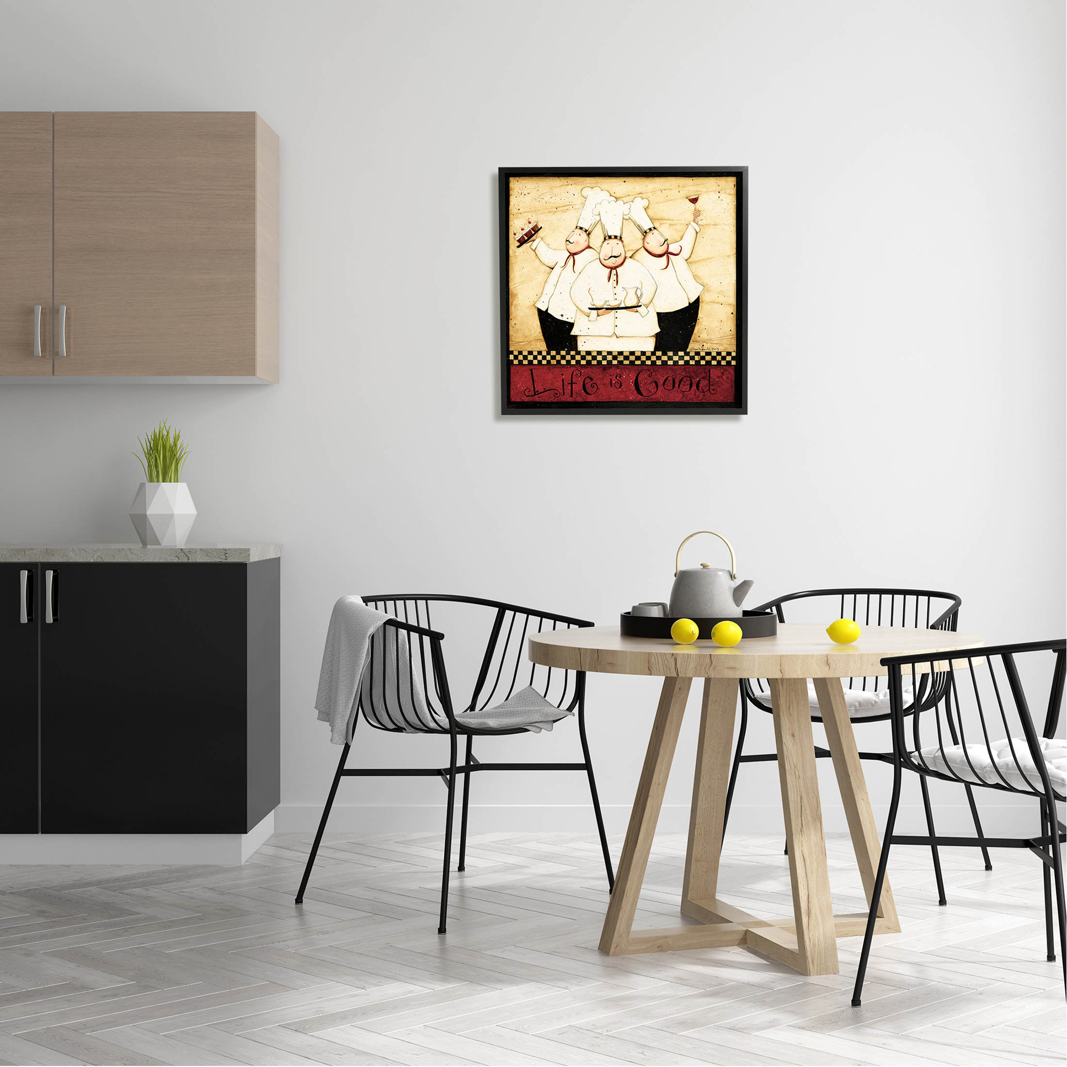 Life Is Good Vintage Chefs Food & Beverage Graphic Art Black Framed Art Print Wall Art