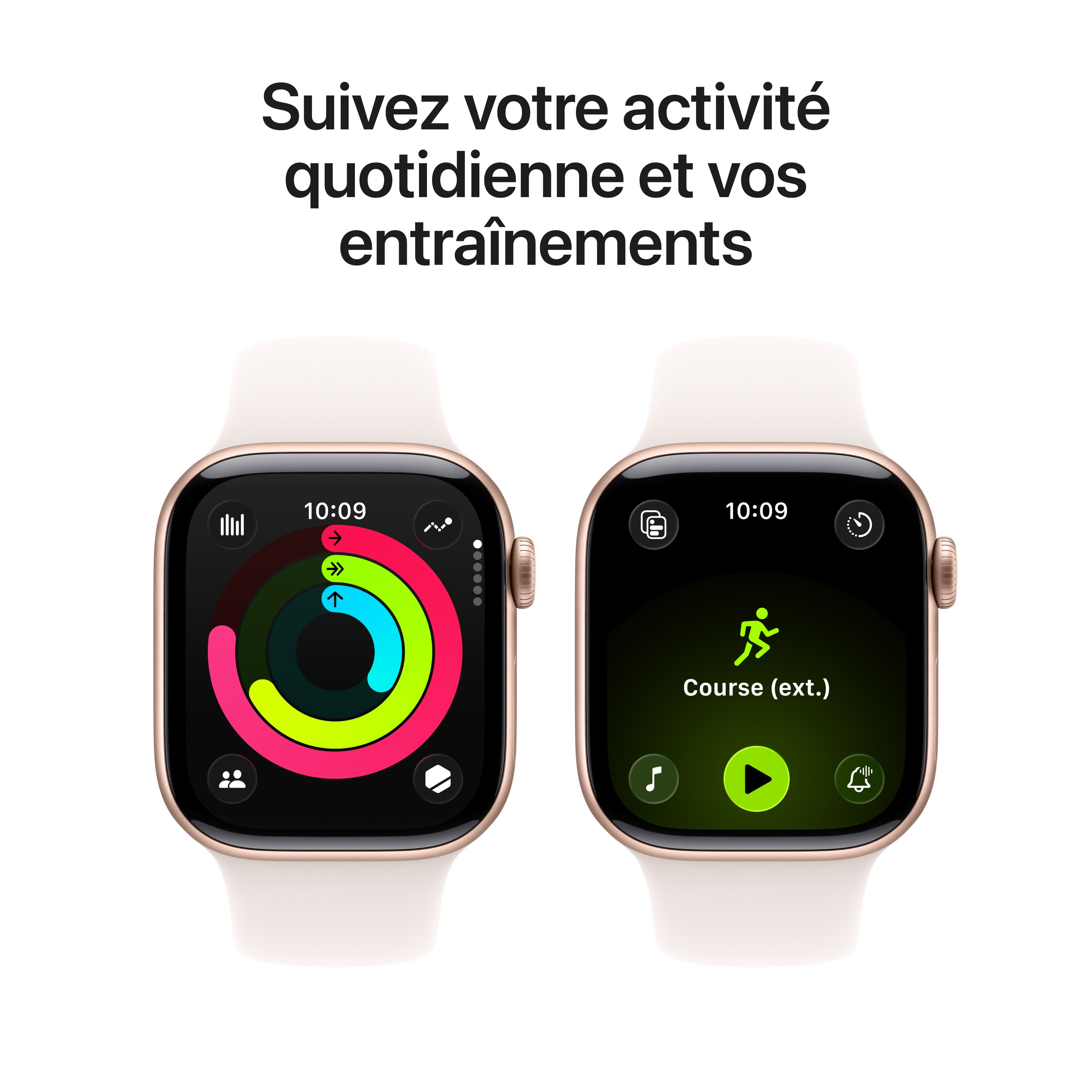 Apple Watch Series 11 GPS - Boîtier 42 mm en aluminium rosé - Bracelet sport rose tendre (P/M)