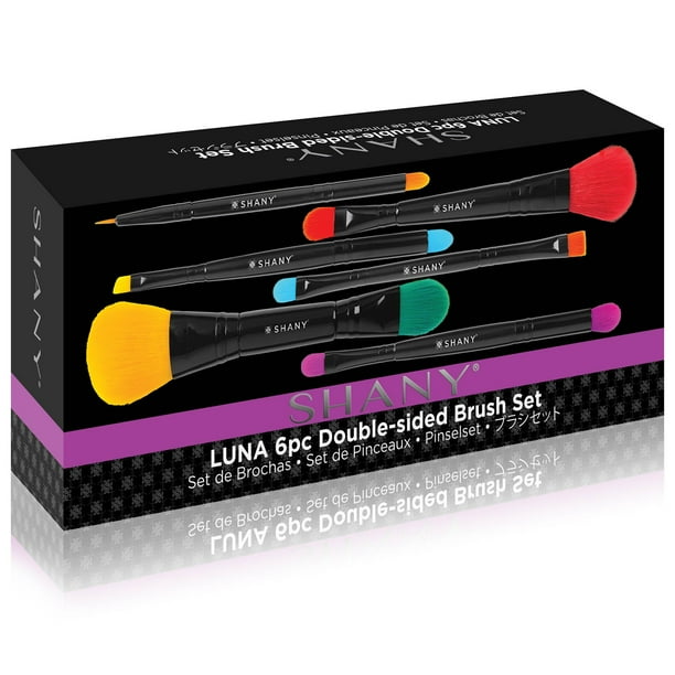 Brochas de maquillaje SHANY LUNA, 6 unidades, doble cara con bolsa, veganas