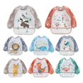 thumbnail image 2 of Baby Long Sleeve Scarf Waterproof Toddler Art Smock Feeding Bib Apron Pocket Infant Boys Girls Burp Cloth Banana Bibs for1-3Year (Whale,0-3Years), 2 of 7