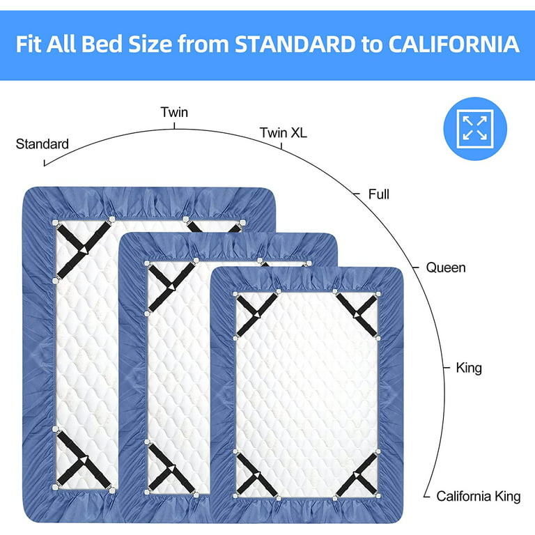 Bed Sheet Holder Straps, Adjustable Bed Sheet Fastener and Triangle Elastic  Mattress Sheet Clips Suspenders Grippers Fasteners Heavy Duty Keeping