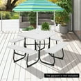 thumbnail image 2 of Topbuy Waterproof Metal, HDPE Picnic Table with 4 Benches & Umbrella Hole, White, 2 of 9