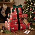 thumbnail image 4 of Vintage Christmas Wrapping Paper, 29 x20 In Heavyweight Holiday Gift Wrap with Santa & Xmas Tree Designs, Tear-Resistant Paper for Holiday Presents, 4 of 6