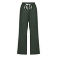 thumbnail image 4 of Women's Spring And Summer Solid Color Lace Up Pocket Loose Wide Legged Capris - Elastic, Suitable for Office, Parties, 4 of 4