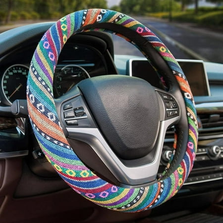 Bohemian Steering Wheel Cover - Baja Blanket Design, 15 inch