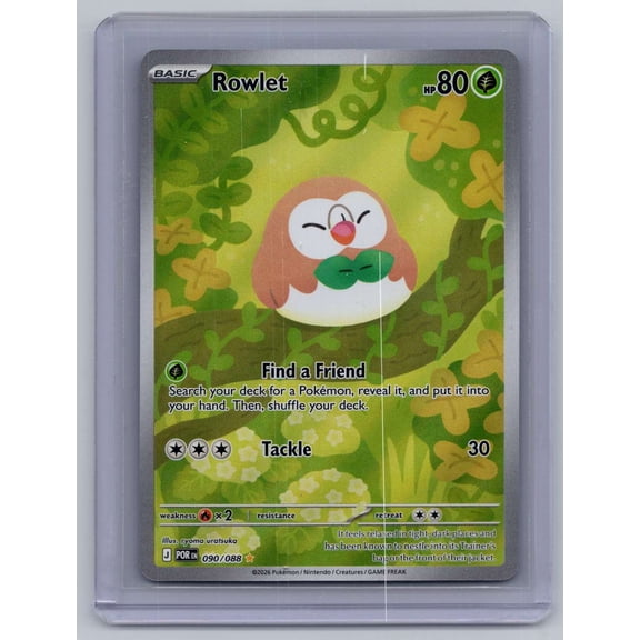 Collectible 2026 Mega Evolution Perfect Order Rowlet Secret Rare Holo English #90/88 Pokemon Trading Card