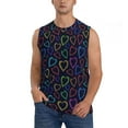 thumbnail image 2 of Lsque Colored Hearts Print Men's Cotton Blend Sleeveless Muscle Shirts (S-3XL)- Moisture Wicking, Odor Protection, UPF 30+,X-Large, 2 of 8