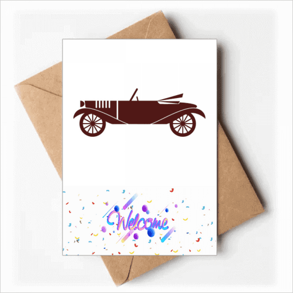Geometric Classic Cars Brown Outline Welcome Back Greeting Cards Envelopes Blank