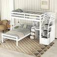 thumbnail image 3 of MODERNLUXE Wood Twin Size Bunk Bed with Platform Bed and Desk, Storage Staircase, Drawers and Shelves, White, 3 of 16