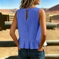 thumbnail image 6 of Admvng Tank Tops for Women Ruffle Hem Crew Neck Sleeveless Solid Casual Summer Blouses, 6 of 7