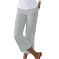 thumbnail image 2 of BVOFAR Women's Cotton Linen Pants Summer Wide Leg Capri Pants Casual Elastic Waist Beach Trousers with Pockets 2025, 2 of 6