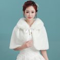 thumbnail image 4 of Womens Winter Thicken Plush Wrap Stole Elbow Length Wedding Bridal Shawl Cape Wa, 4 of 8