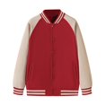 thumbnail image 2 of Varsity Jacket Men Fall Winter Long Raglan Sleeve Loose Casual Button Down Bomber Baseball Jackets Outerwear with Pockets, 2 of 4