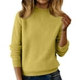 thumbnail image 2 of Knit Sweaters for Women Crewneck Loose Long Sleeve Winter Warm Wool Knit Pullover Tops Cozy Tunic Sweater Yellow M, 2 of 7