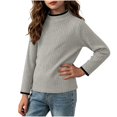 thumbnail image 2 of Girls Half Turtleneck Long‑Sleeve Ribbed Knit Tops, Slim Stretchy Contrast Trim Basic Layering Pullover for Cool Season Daily Wear | CSEONE, 2 of 6
