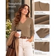 thumbnail image 4 of QUALFORT Women's 100% Cotton V-Neck Pullover Sweater, Long Sleeve Lightweight Sweater for Women, Soft Classic Solid Color Knit Sweater Top, Khaki XXL, 4 of 7