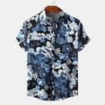 thumbnail image 4 of Camisa hawaiana con estampado 3D de flores y hojas para hombre, camisas hawaianas con gráficos de empalme de rayas, blusas de verano con solapas sueltas, blusa con botones para mujer, 4 of 4
