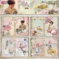thumbnail image 3 of SunWMart A5 Size Scrapbook Paper, 16 Sheets Single Sided Decorative Vintage Scrapbooking Junk Journaling Supplies for Art Card Making Embellishments DIY Crafts, 3 of 4