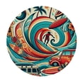 thumbnail image 4 of PIKWEEK Tablecloth Hawaiian Surfer Palm Trees Flowers Round Table Cover White, 4 of 8