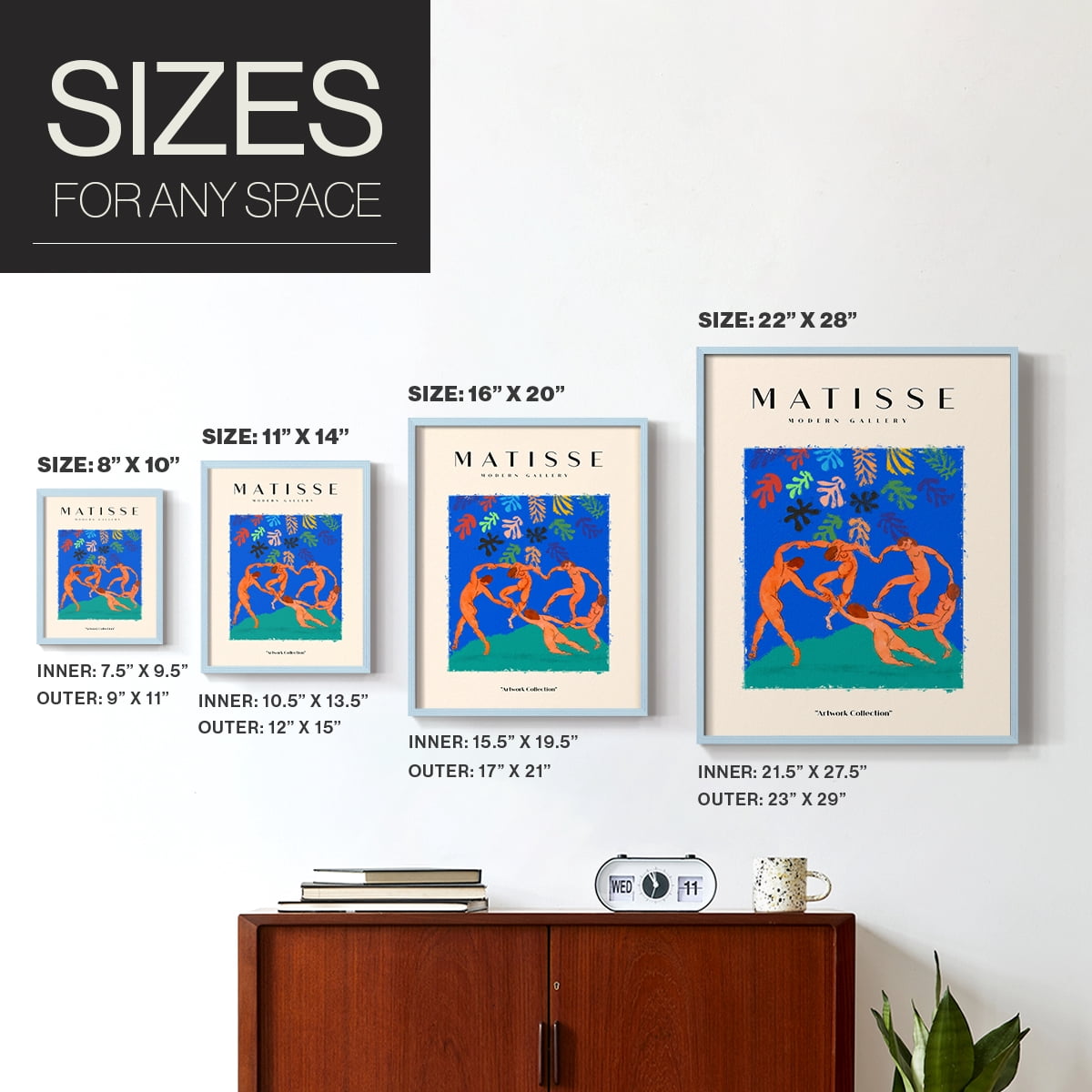 Matisse CX Framed Print in Blue Solid Wood 11 x 14 Framed Print