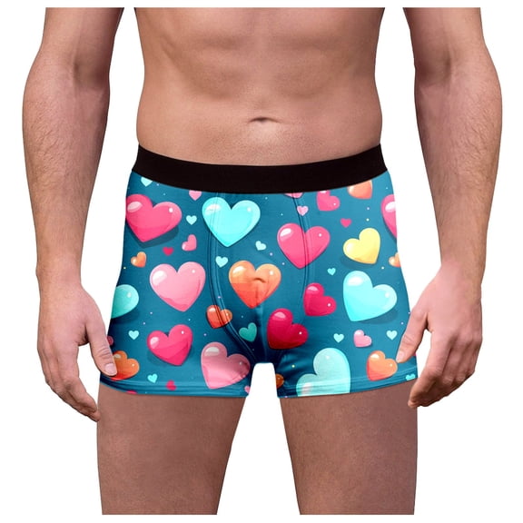 Yuncity Mens Valentines Day Boxer Briefs Underwear Funny Lips Print Soft Underpants Sky Blue L