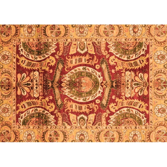Ahgly Company Indoor Rectangle Abstract Orange Modern Area Rugs, 8' x 10'