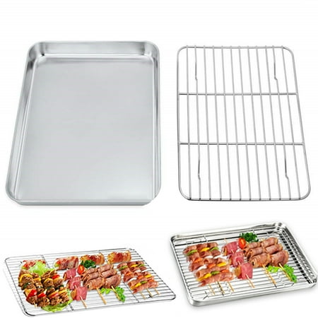 

Pontos Baking Pan Corrosion-resistant Convenient to Use Rectangular Shape Stain Steel Baking Pan for BBQ