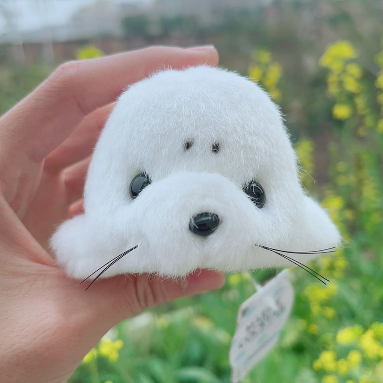 Cute Harp Seal Plush Keychain, Stuffed Animals Keyring, Bag Charm