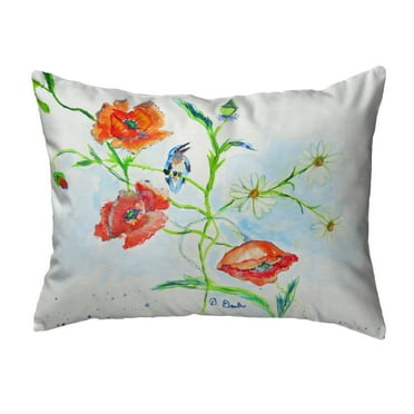 Betsy Drake KS1051 11 x 14 in. Poppies & Daisies Non-Corded Indoor & Outdoor Pillow